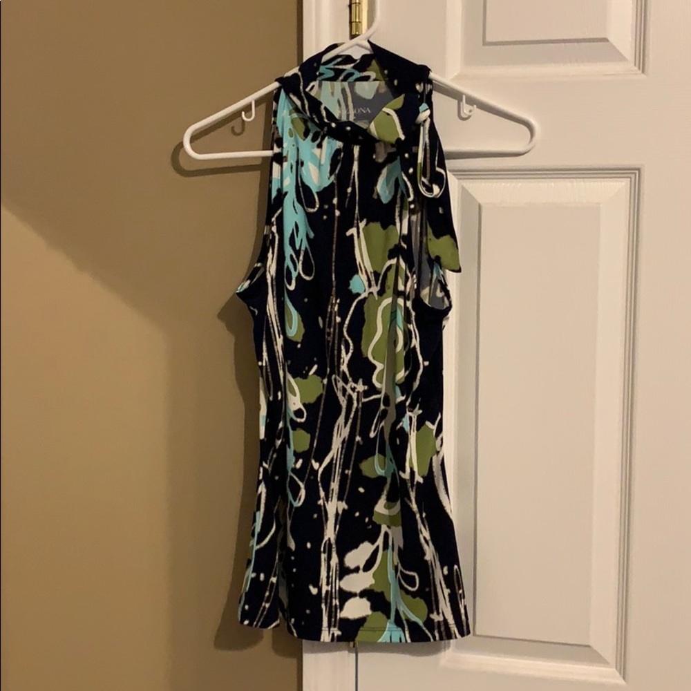 High neck tank with tie detail